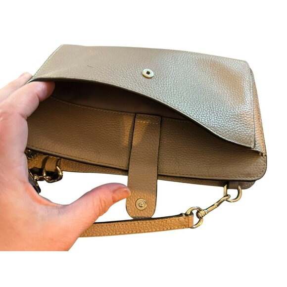 Coach Pebbled Leather Crossbody Wallet Beige 8" X 5" With Detachable Strap - Picture 3 of 6